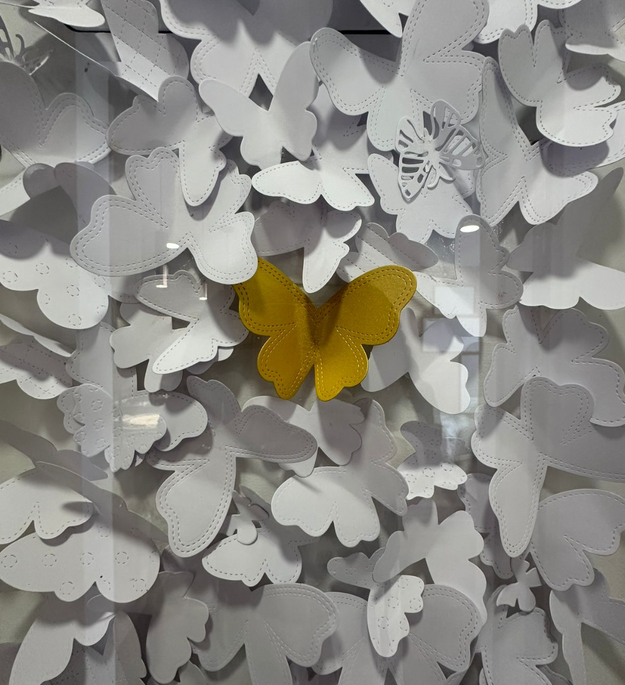 Cuadro con Mariposas Blancas y una Amarilla